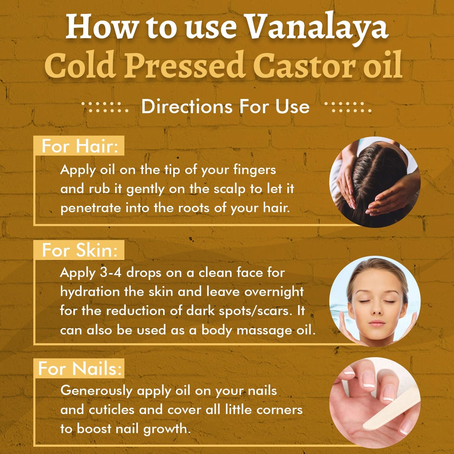 Vanalaya Castor Oil Pure Cold Pressed oil For Stronger Hair, Skin & Nails, No Mineral Oil & Silicones 200ml