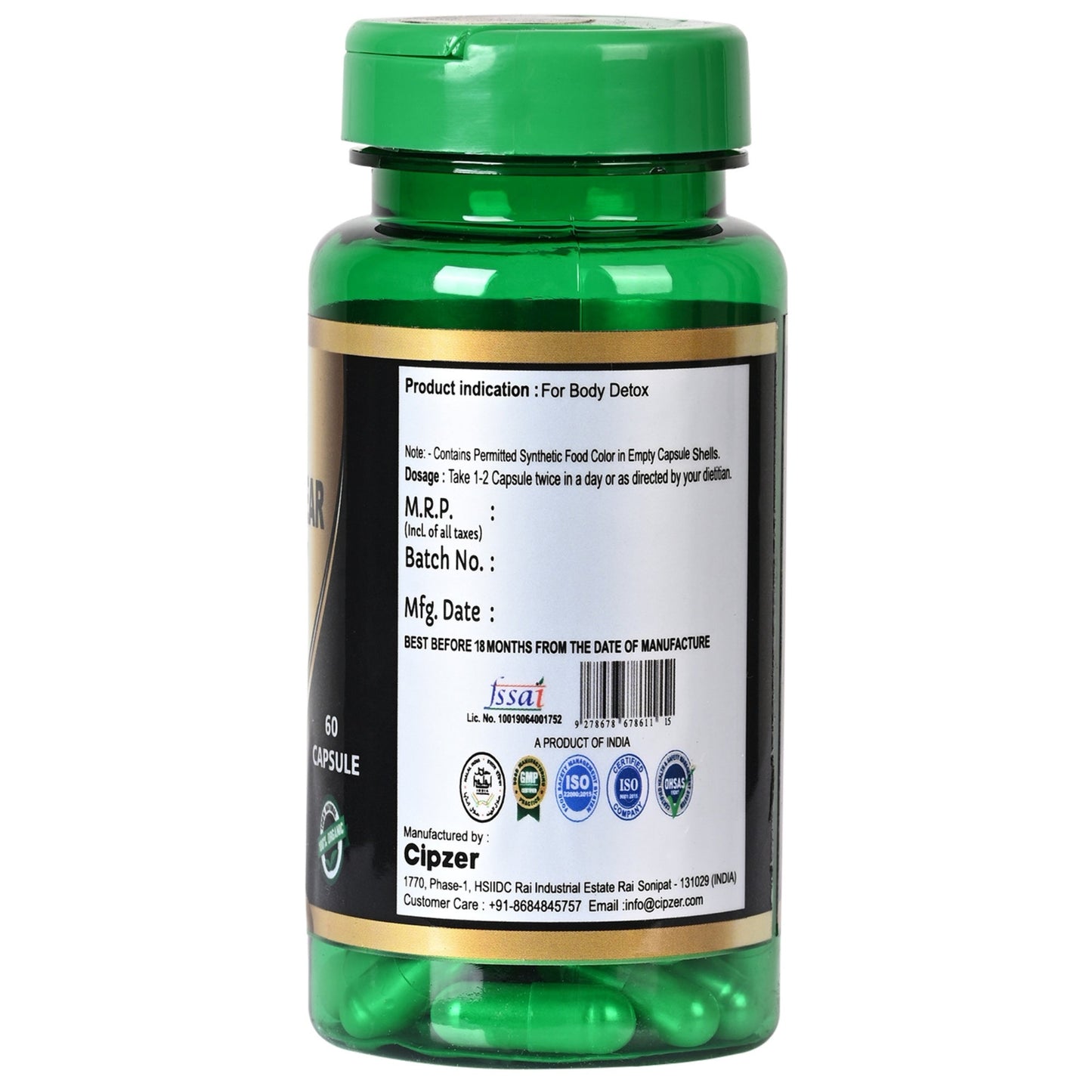 Cipzer Doctor Clear Body Toxin 60 Capsules | Natural Detox, Liver Cleanse, Digestion & Immunity Support