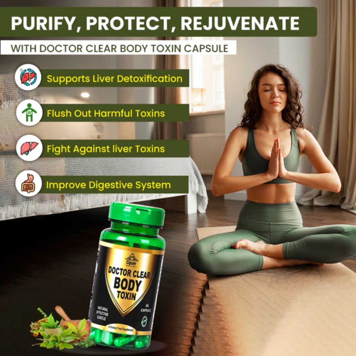 Cipzer Doctor Clear Body Toxin 60 Capsules | Natural Detox, Liver Cleanse, Digestion & Immunity Support
