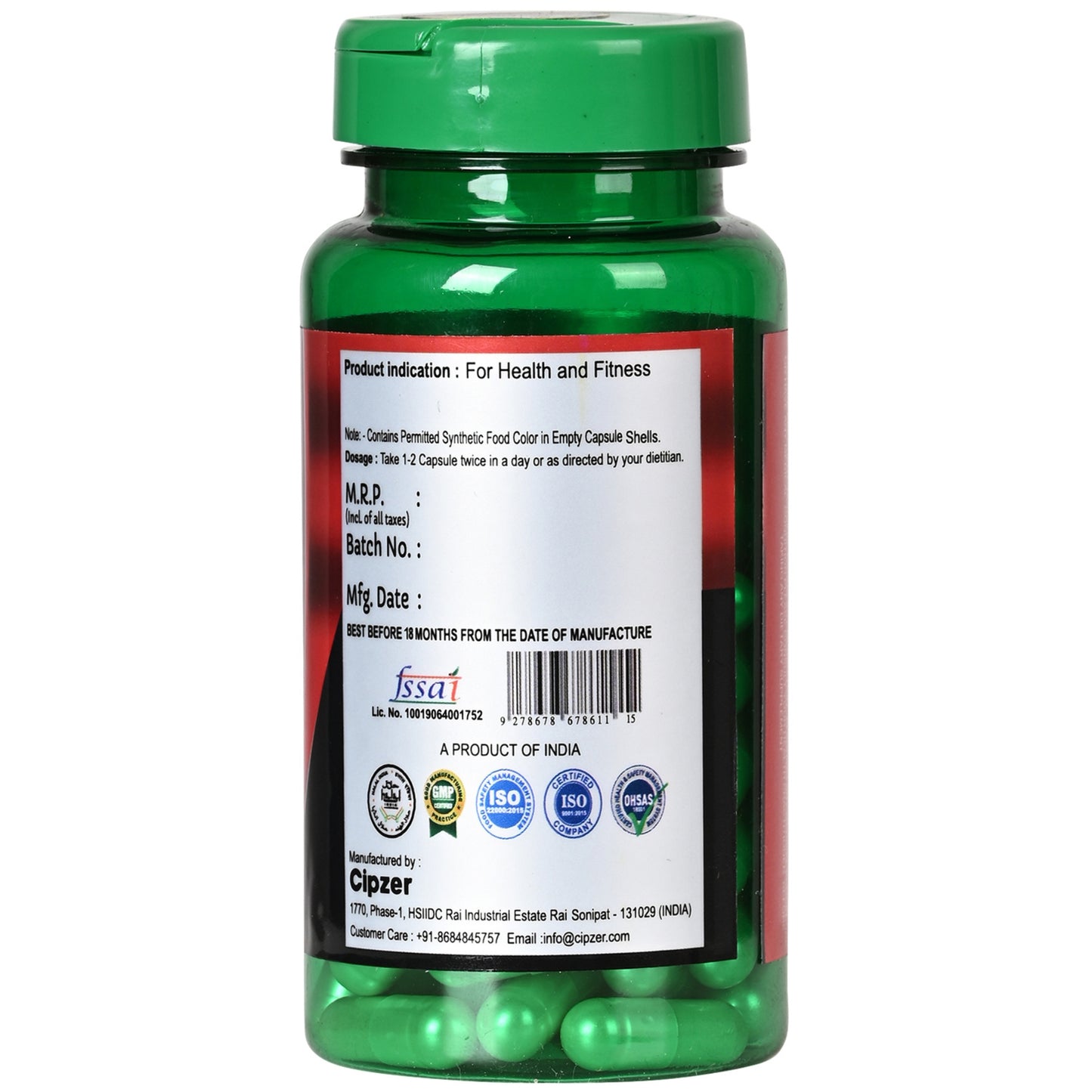 Cipzer Fitness Nutrition Maximum Strength Capsule - 60 Capsules