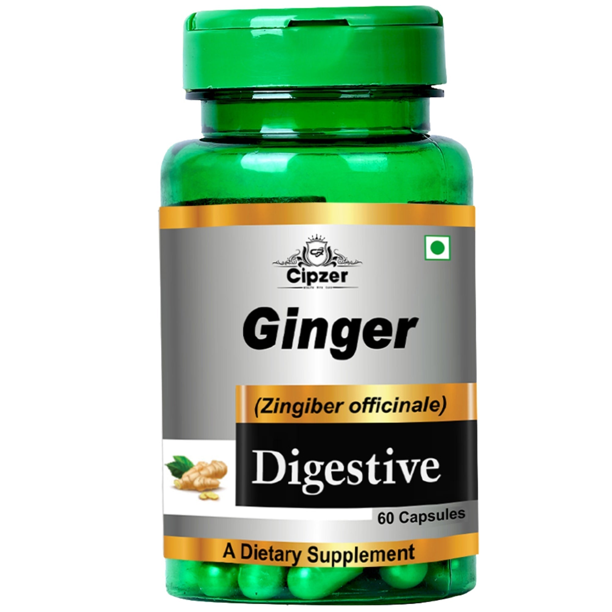 Cipzer Ginger Capsules - Natural Digestive Harmony & Metabolic Support (30 Capsules)