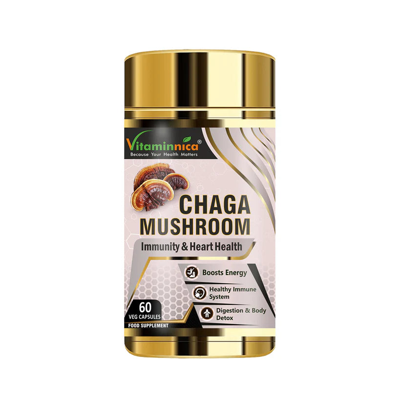 Vitaminnica Chaga Mushroom Capsules - Immune Defense & Superfood Antioxidant, 60 Count