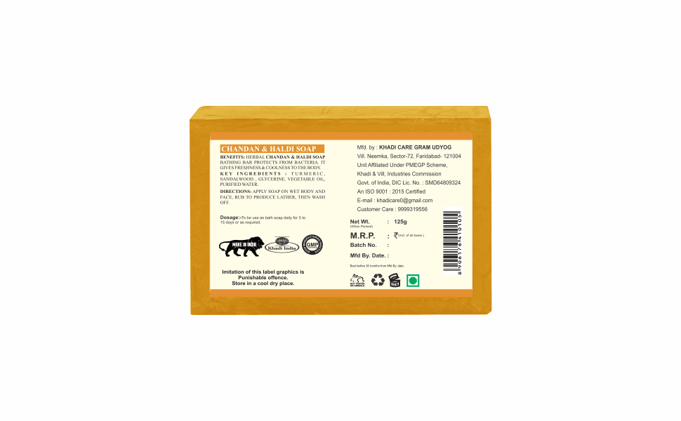 Khadi Care Herbal Chandan Haldi Soap - 125g