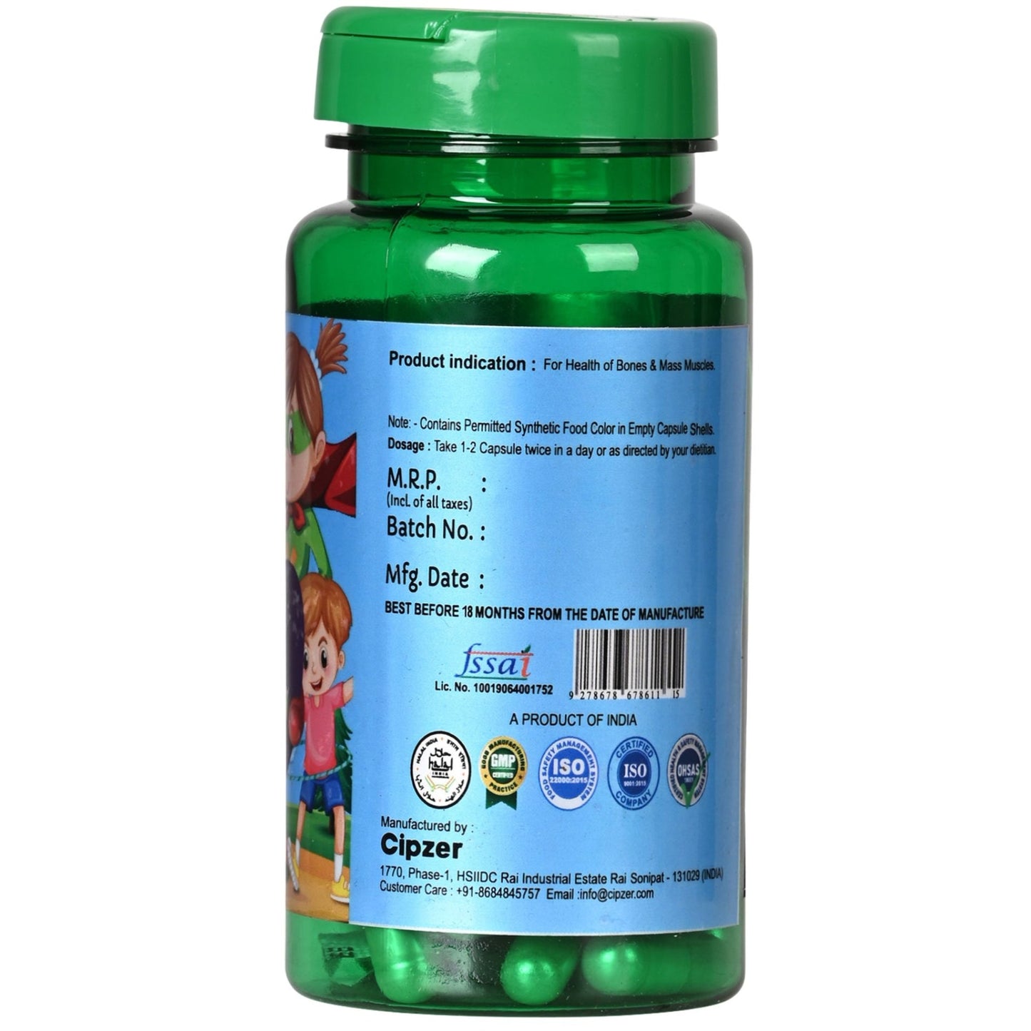 Cipzer Kids Nutrition Food 30 Capsules | Daily Herbal Nutrition for Growth, Immunity & Brain Health