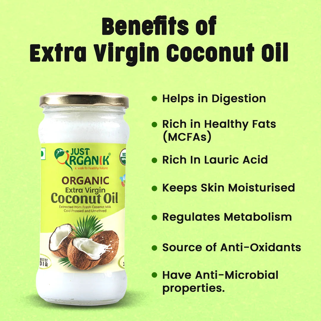 Just Organik Organic Extra Virgin Coconut Oil -350ML