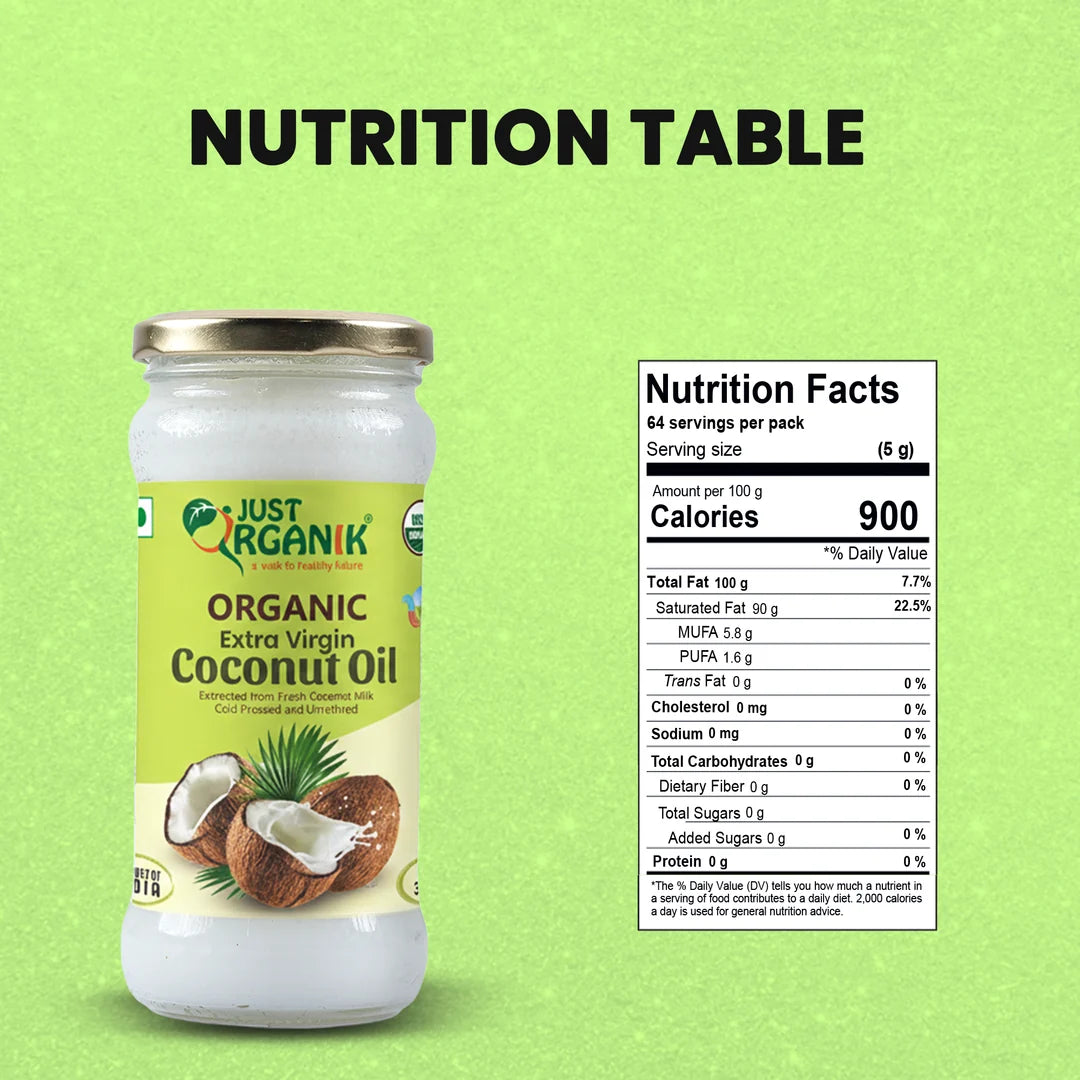 Just Organik Organic Extra Virgin Coconut Oil -350ML