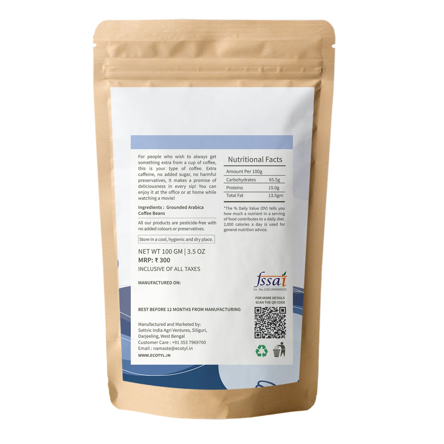 Ecotyl Coffee Powder | 100% Arabica | Strong Flavour & Rich Aroma