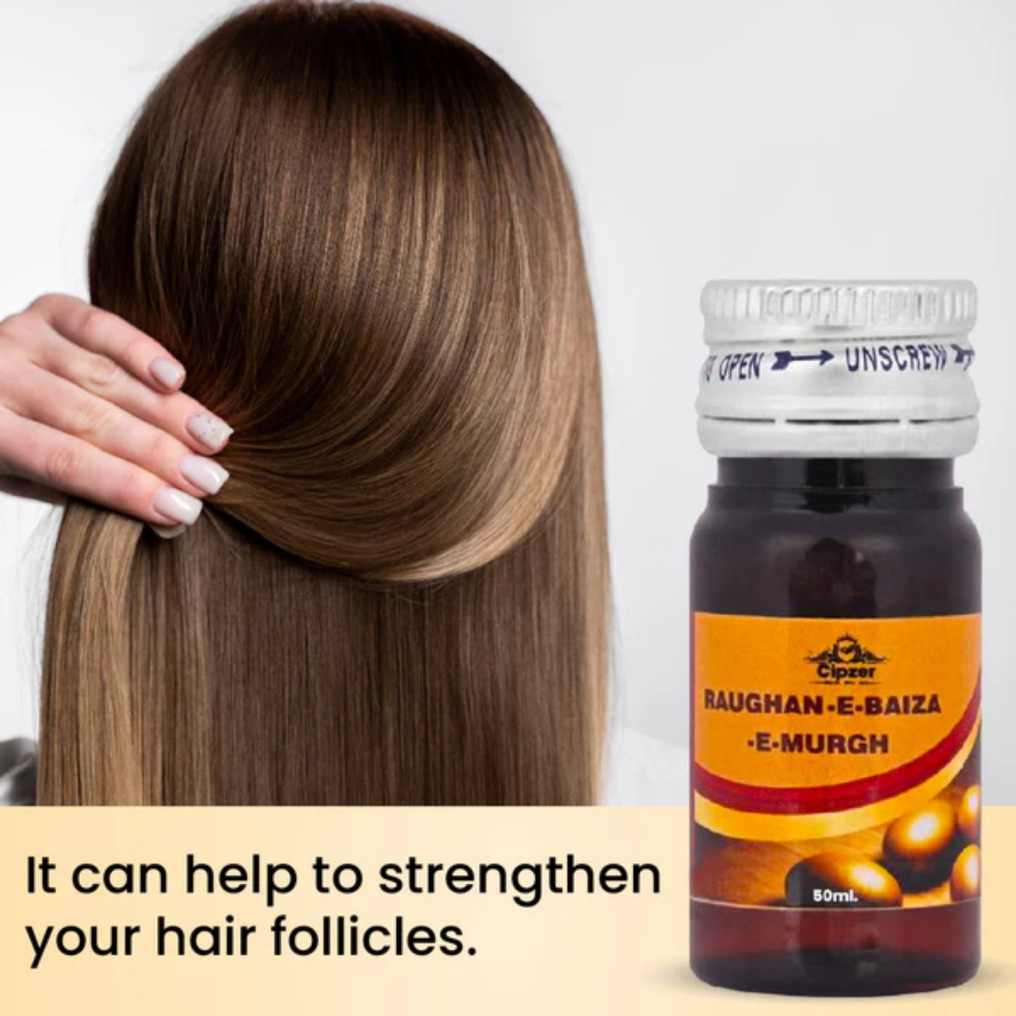 Cipzer Raughan-E-Baiza-E-Murgh - 50ml | Herbal Egg Oil for Hair Growth, Skin Care & Joint Massage
