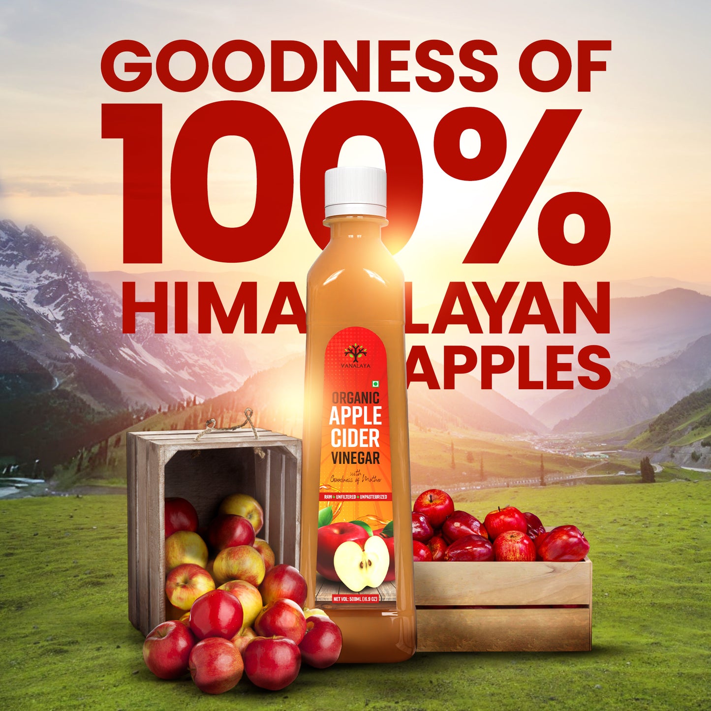 Vanalaya Apple Cider Vinegar Pure, Raw, and Unfiltered - 500ml
