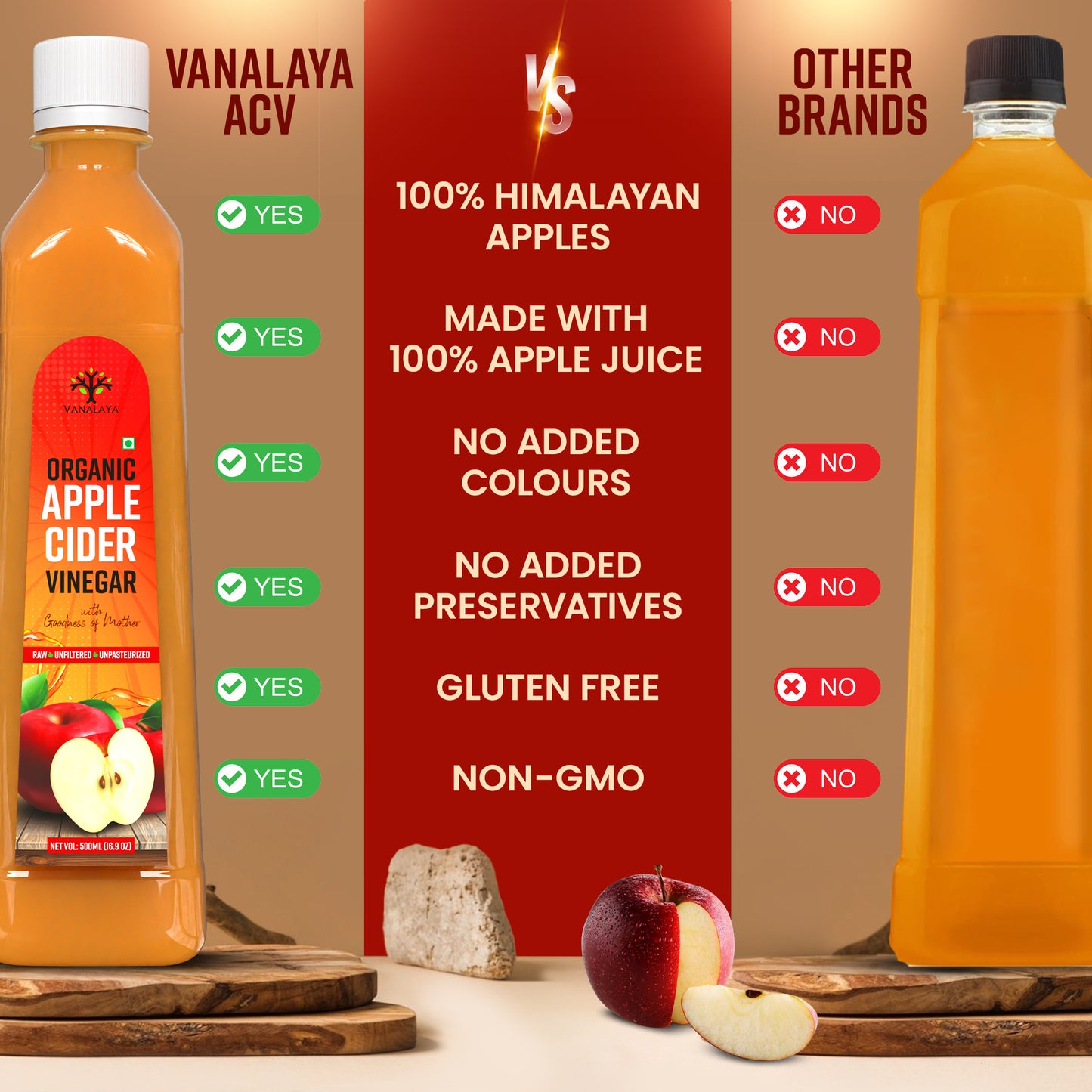 Vanalaya Apple Cider Vinegar Pure, Raw, and Unfiltered - 500ml