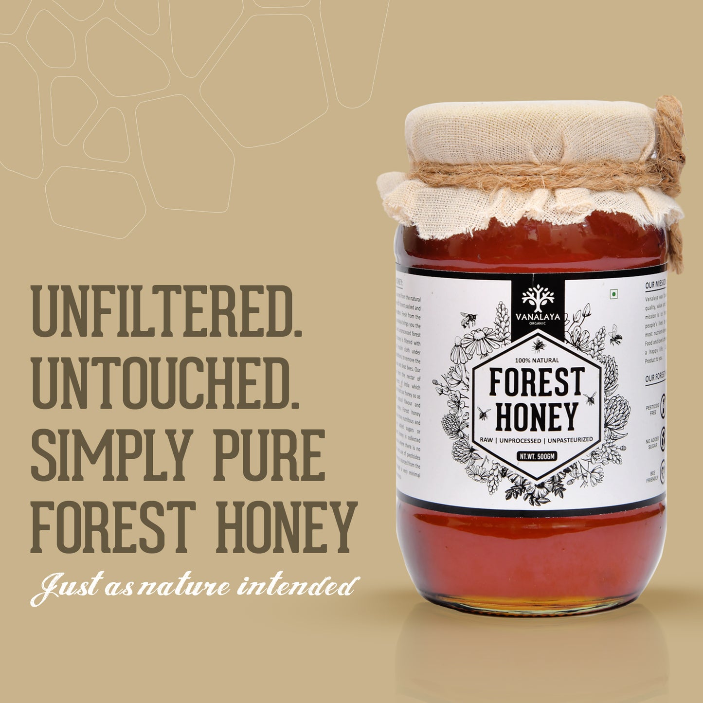 Vanalaya 100% Natural Forest Honey - Raw, Unprocessed, Unpasteurized, Pure Honey