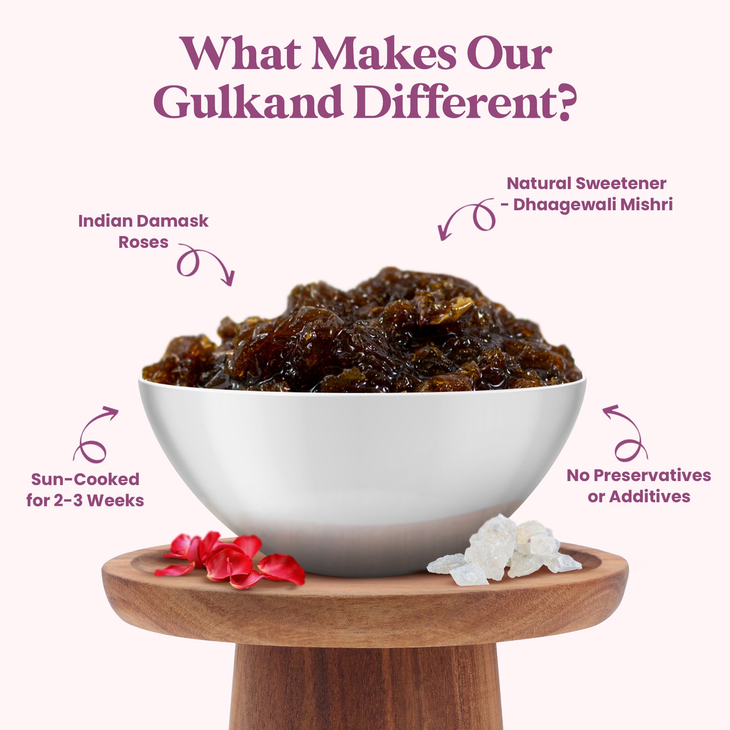 Vanalaya Natural Organic Gulkand Prepared Using Sun Cooked Damask Rose & Cardamon