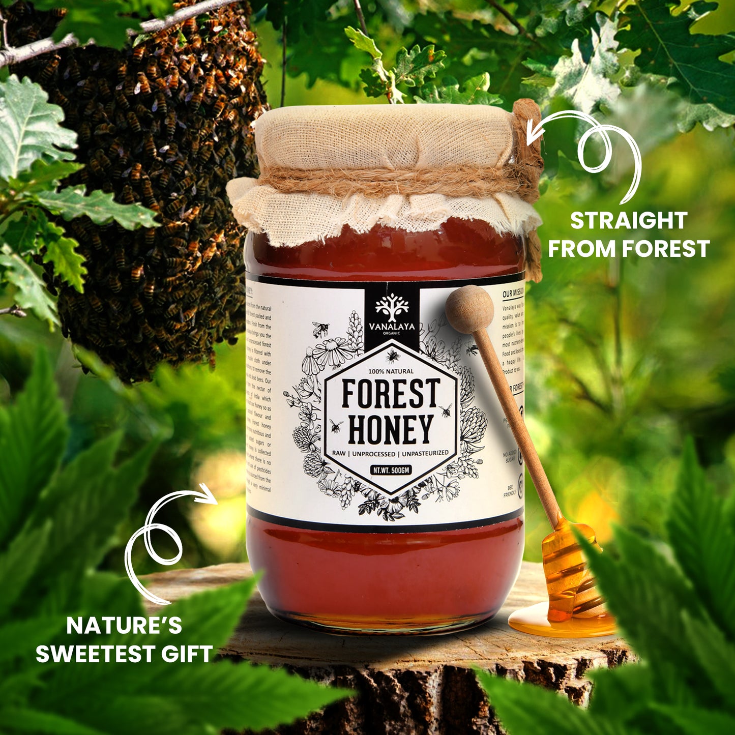 Vanalaya 100% Natural Forest Honey - Raw, Unprocessed, Unpasteurized, Pure Honey