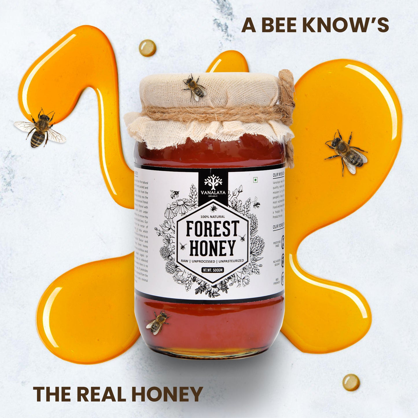Vanalaya 100% Natural Forest Honey - Raw, Unprocessed, Unpasteurized, Pure Honey