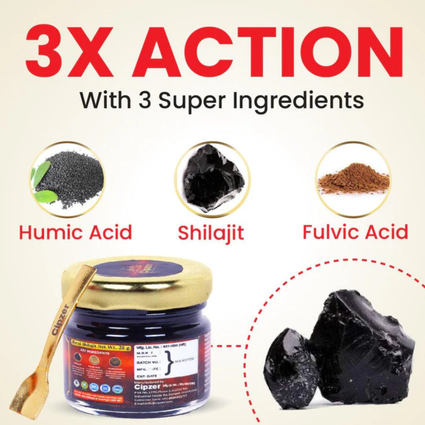 Cipzer Royal Himalayan Shilajit Resin Rich In Fulvic Acid For Stamina,Power,Vitality & Vigour 20g