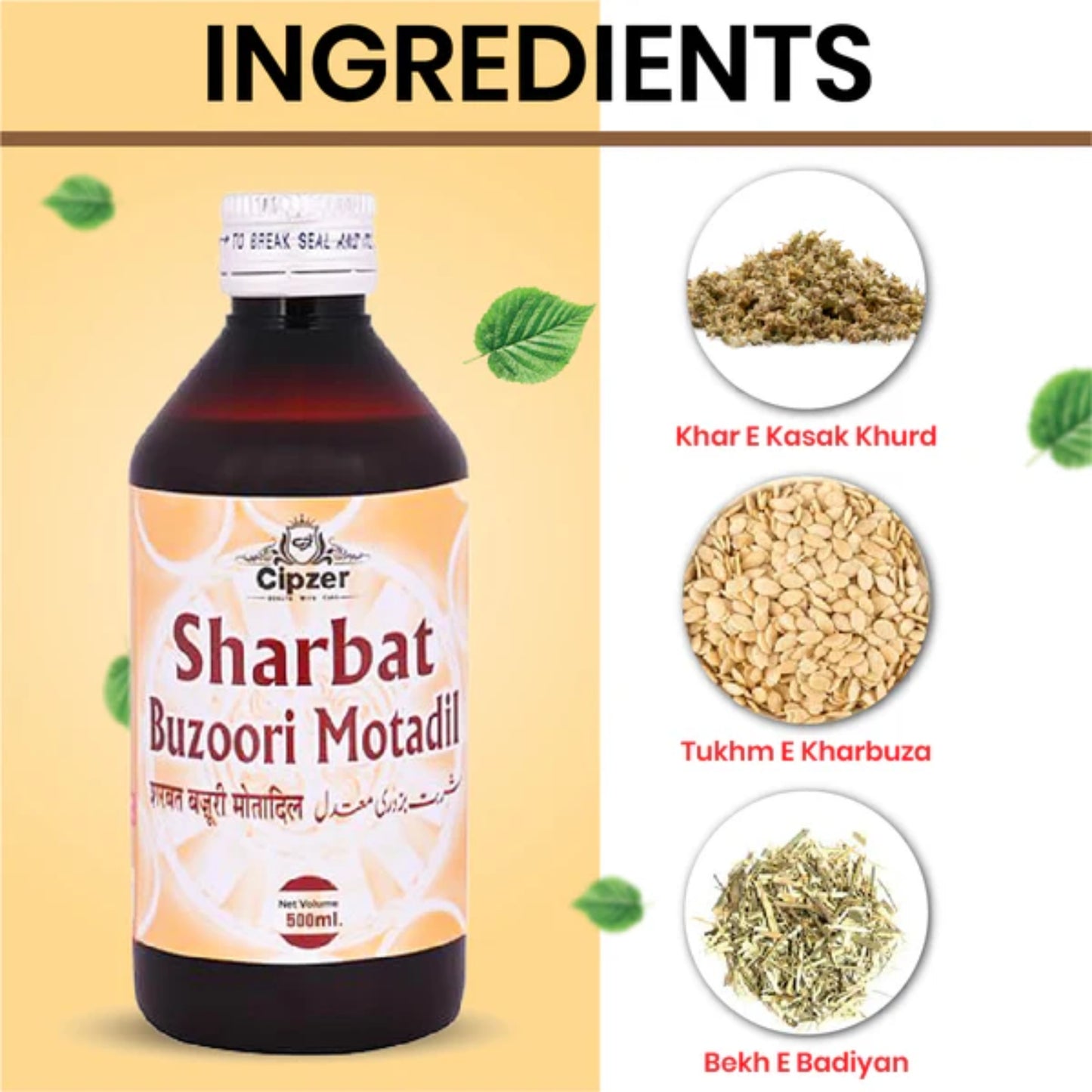 Cipzer Sharbat Buzoori Motadil - 500ml