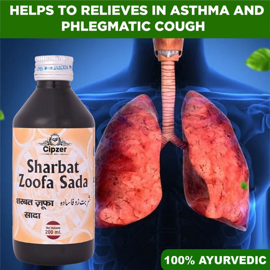Cipzer Sharbat Zoofa Sada 200 ML | Herbal Syrup for Cough, Cold, Flu, Asthma & Respiratory Care