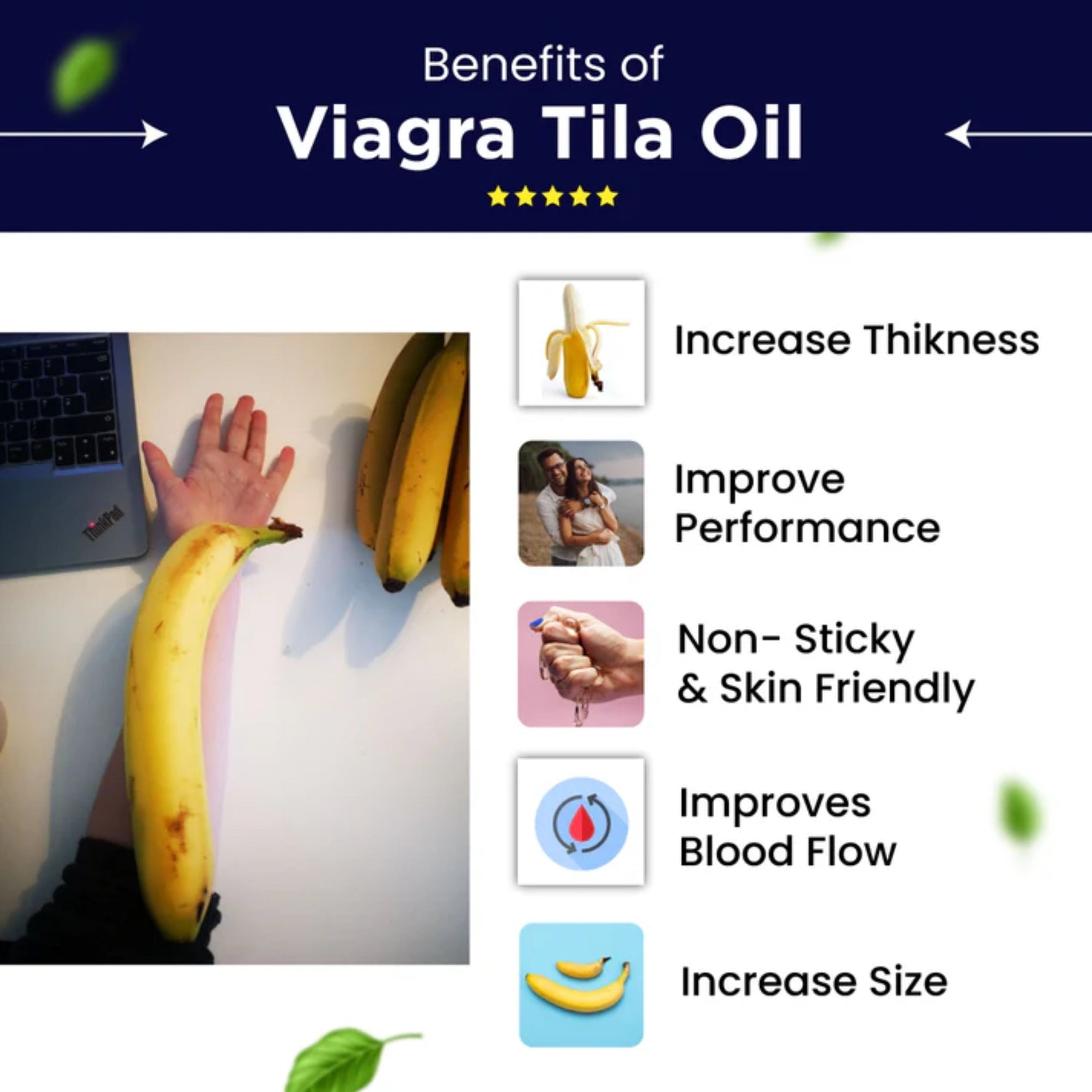 Cipzer Viagra Tila 5 ML | Natural Herbal Massage Oil for Penis Size, Timing, Blood Flow & Performance