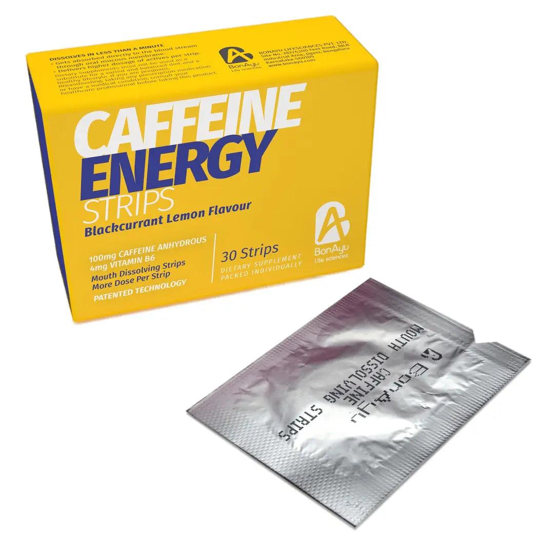 Bonaiyu Caffeine Energy Mouth Dissolving Strips for Men and Women - 30 Strips