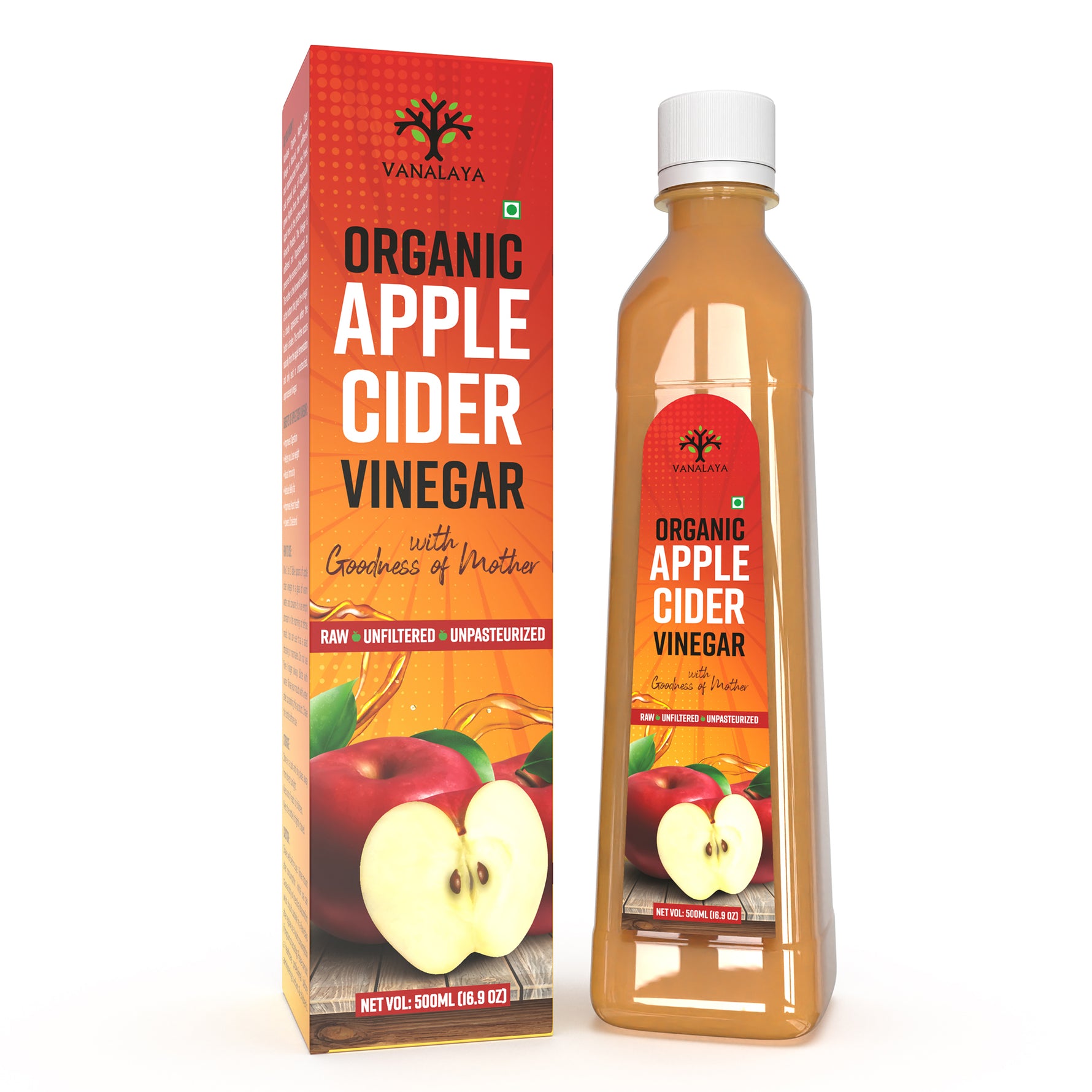 Vanalaya Apple Cider Vinegar - Bio-Fermented Daily Wellness Tonic, 500ml