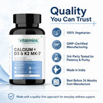 Vitalmins Calcium D3 K2 MK-7 Tablets for Optimal Bone Health, Joint Support & Cardiovascular Wellness – 60 Tablets