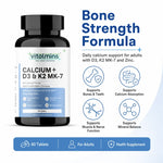 Vitalmins Calcium D3 K2 MK-7 Tablets for Optimal Bone Health, Joint Support & Cardiovascular Wellness – 60 Tablets