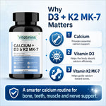 Vitalmins Calcium D3 K2 MK-7 Tablets for Optimal Bone Health, Joint Support & Cardiovascular Wellness – 60 Tablets