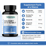 Vitalmins Calcium D3 K2 MK-7 Tablets for Optimal Bone Health, Joint Support & Cardiovascular Wellness – 60 Tablets
