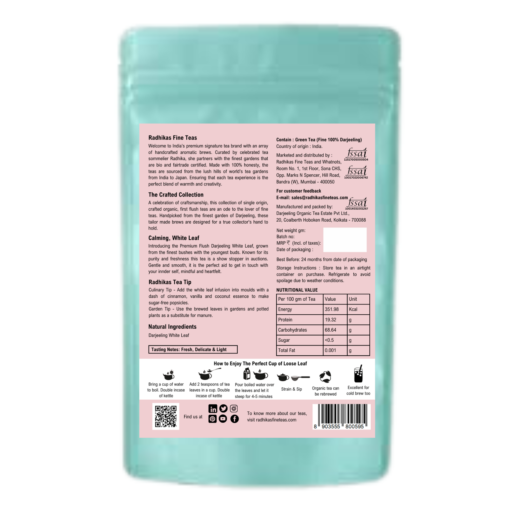 Radhikas Fine Teas Calming White Leaf - 50 gm