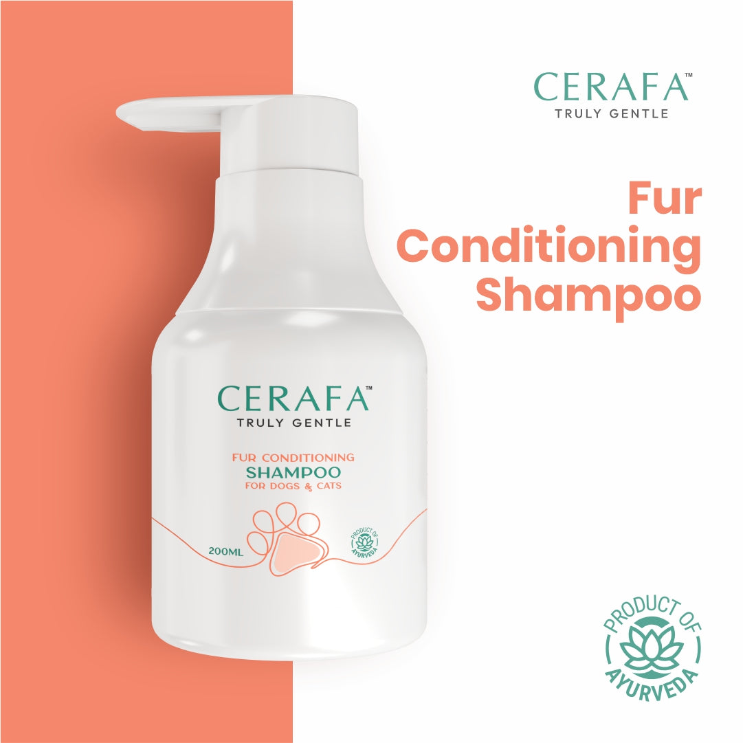 Cerafa Fur Conditioning Shampoo for Dogs & Cats | Herbal Pet Coat Cleansing & Conditioning | 99% Natural Ingredients | 200 ml