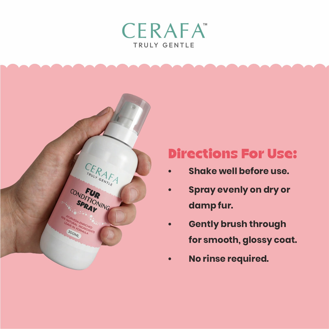 Cerafa Fur Conditioning Spray for Pets | Leave-On Detangling & Coat Smoothing Spray | Helps Reduce Tangles & Enhance Shine