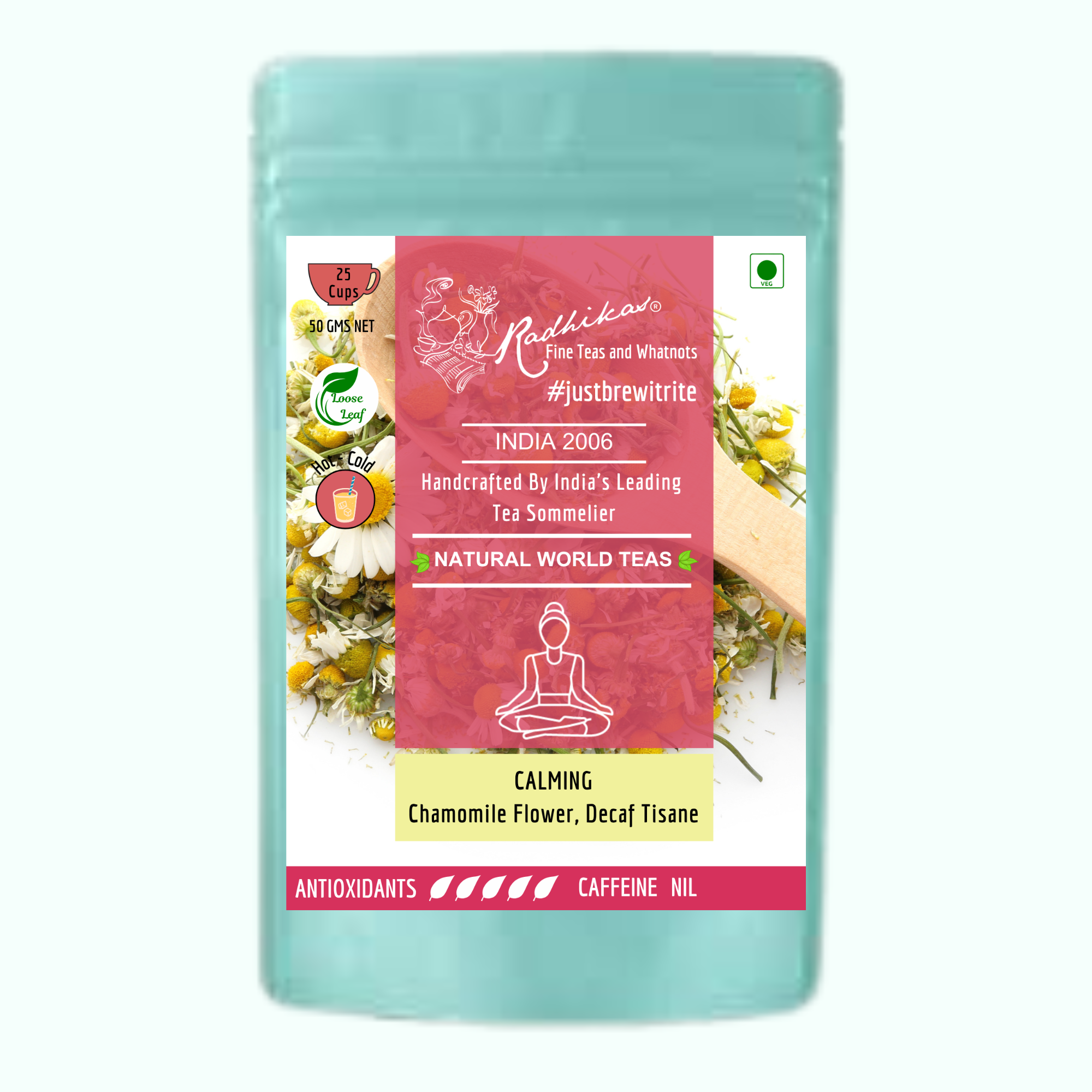 Radhikas Fine Teas Calming Chamomile Flower Decaf Tisane (50g)