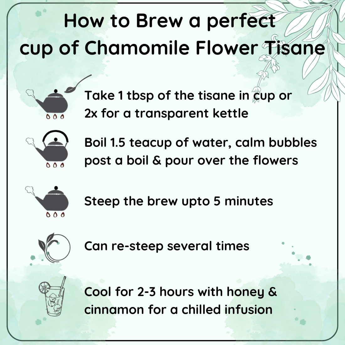 Radhikas Fine Teas Calming Chamomile Flower Decaf Tisane (50g)