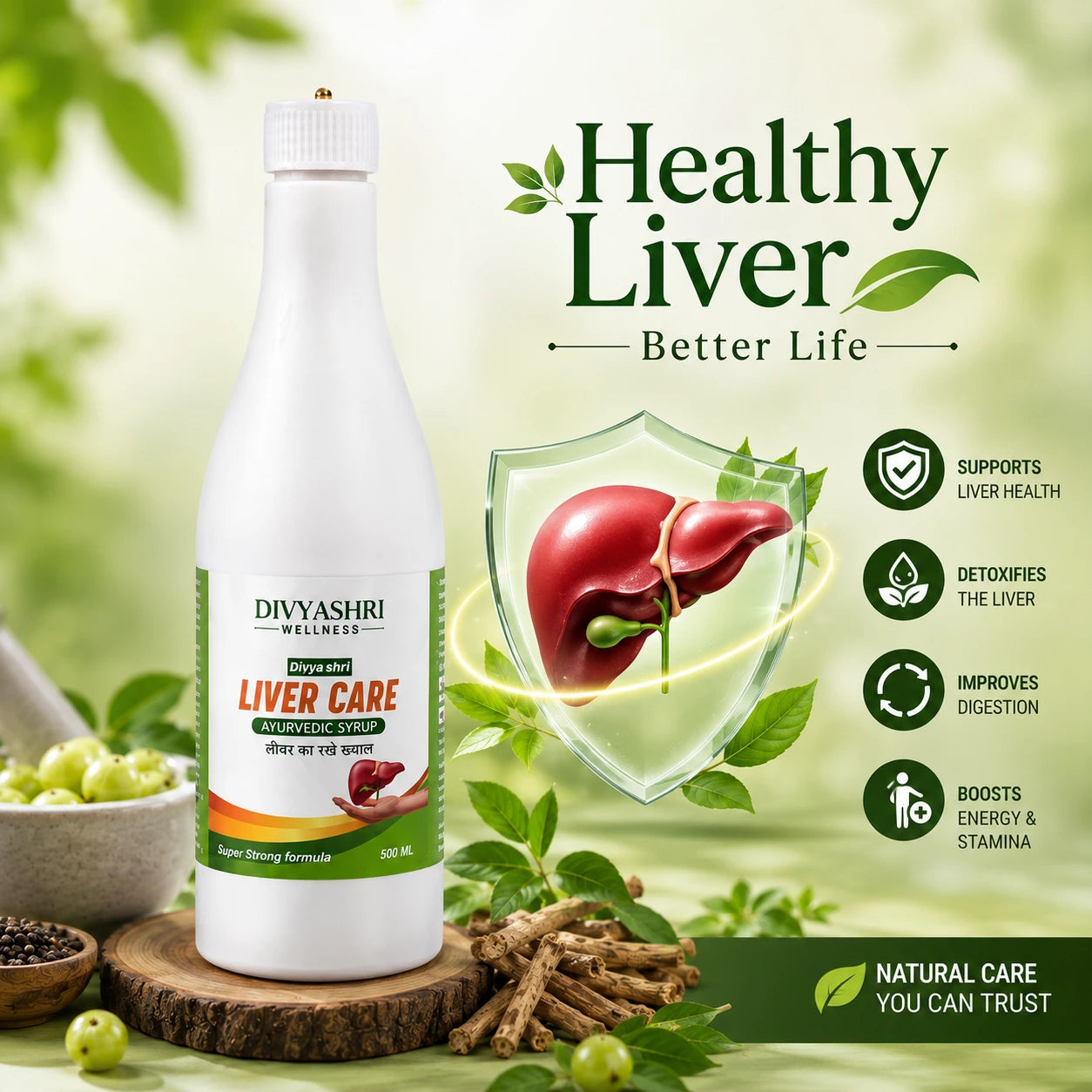 Divyashri Wellness Liver Care Ayurvedic Syrup – Natural Liver Detox & Health Tonic | 500ML