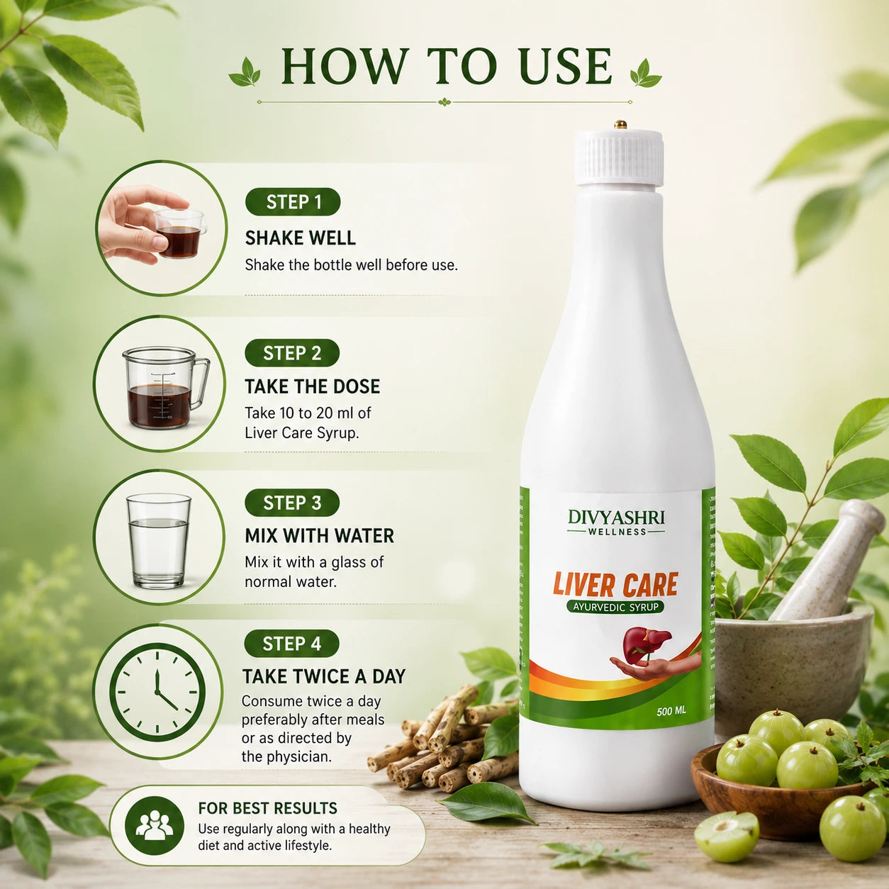 Divyashri Wellness Liver Care Ayurvedic Syrup – Natural Liver Detox & Health Tonic | 500ML