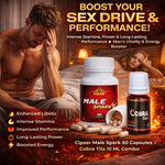 Cipzer Male Spark 60 Capsules + Cobra Tila 10 ML Combo | Intense Stamina, Power & Long-Lasting Performance | Men Vitality & Energy Booster