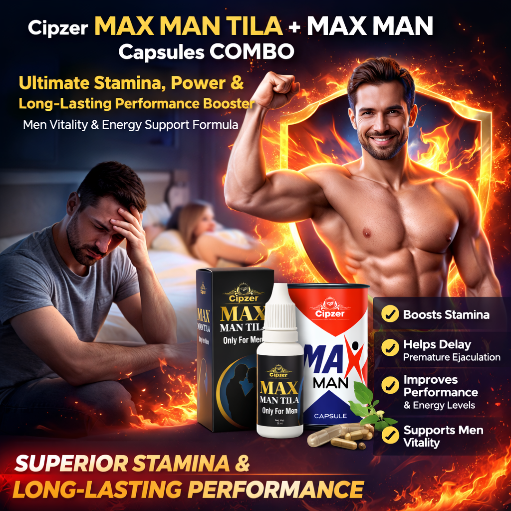 Cipzer Max Man Tila 15ml + Max Man 10 Capsules Combo | Ultimate Stamina, Power & Long-Lasting Performance Booster | Men Vitality & Energy Support Formula