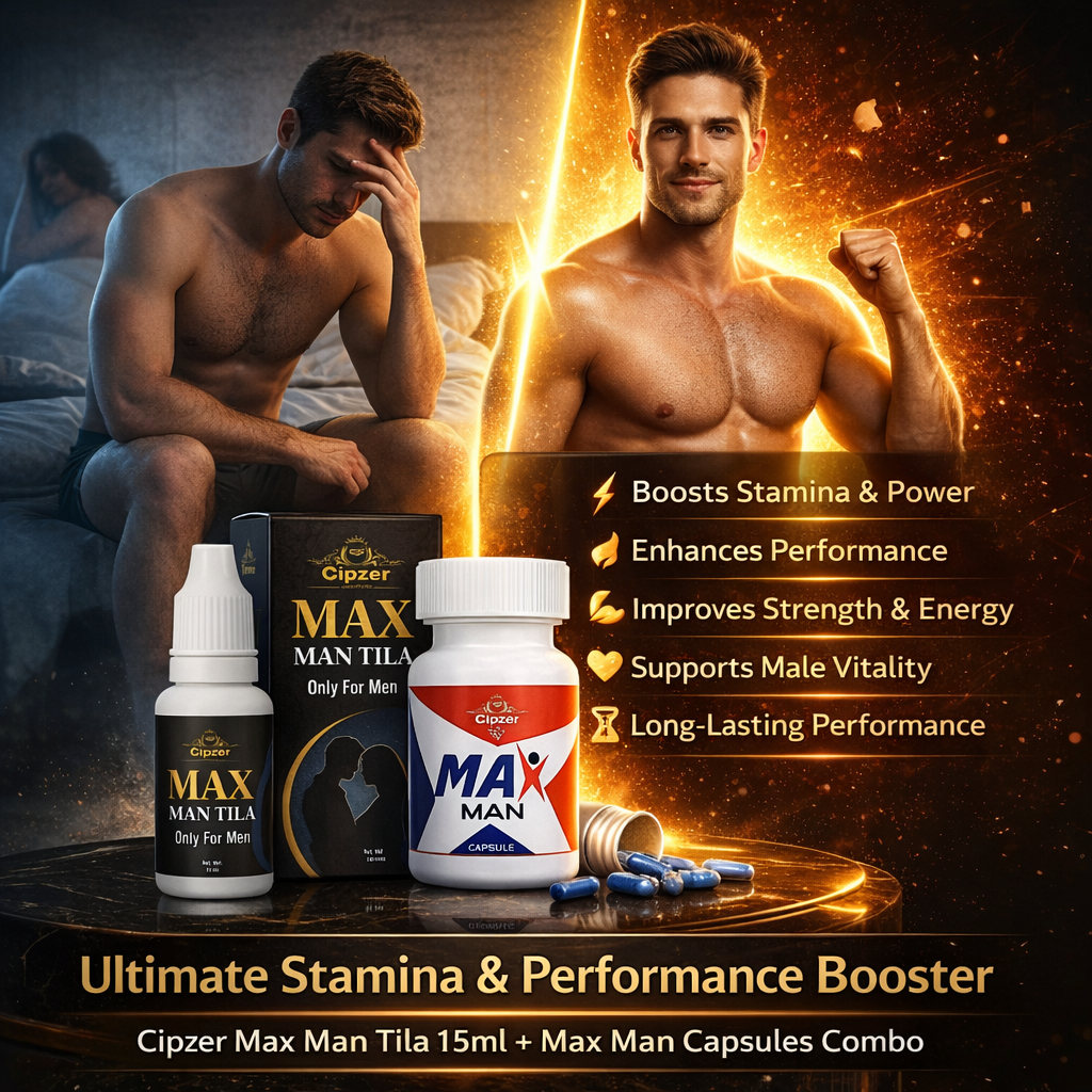 Cipzer Max Man Tila 15ml + Max Man 10 Capsules Combo | Ultimate Stamina, Power & Long-Lasting Performance Booster | Men Vitality & Energy Support Formula