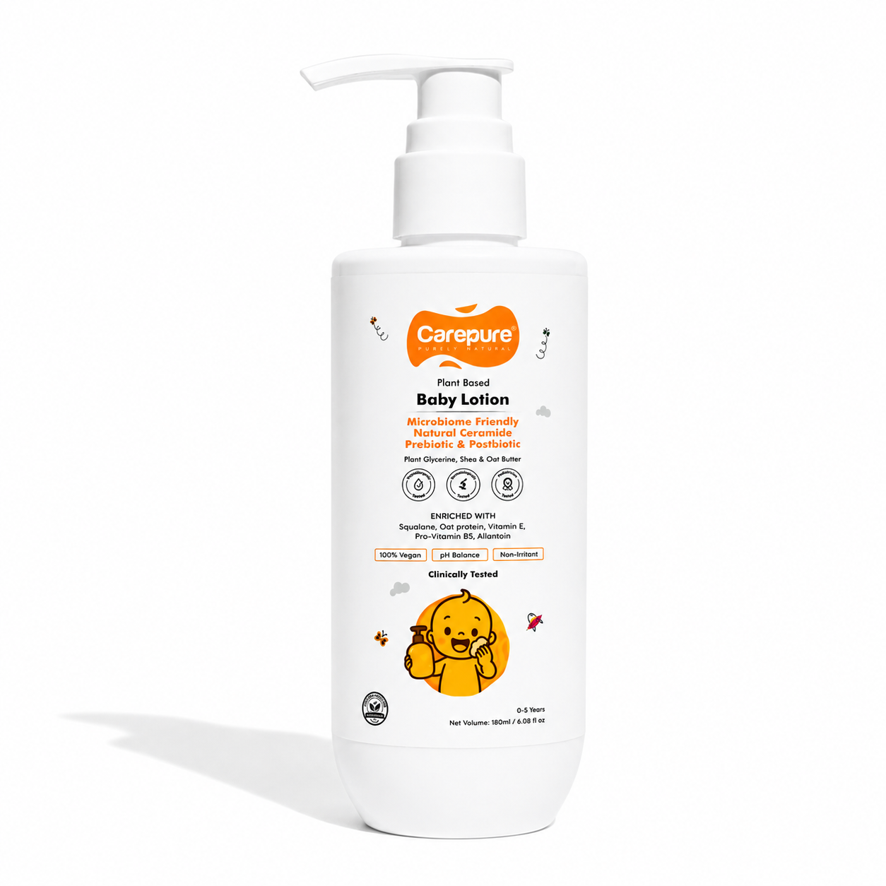 Carepure Plant-Based Hydrating Baby Lotion | Fast-Absorbing, Hypoallergenic Moisturizer for Sensitive Infant Skin