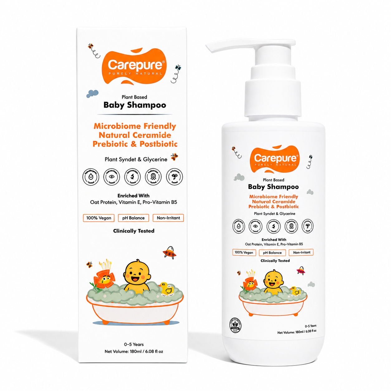 Carepure Plant-Based Nourishing Baby Shampoo | Tear-Free, Gentle Scalp & Hair Cleanser for Infants & Toddlers