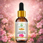 Bhudevam Naturals Geranium Essential Oil For Skin, Hair, Relaxation & Mood Upliftment- 15ML