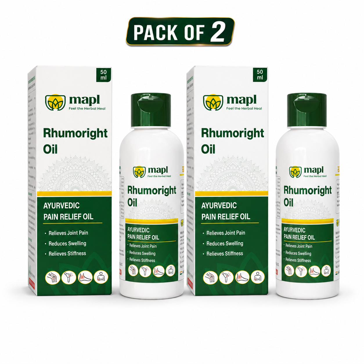 MAPL Rhumoright Pain Relief Oil 50ml Pack of 2 | Joint & Muscle Massage Oil | Ayurvedic Formula
