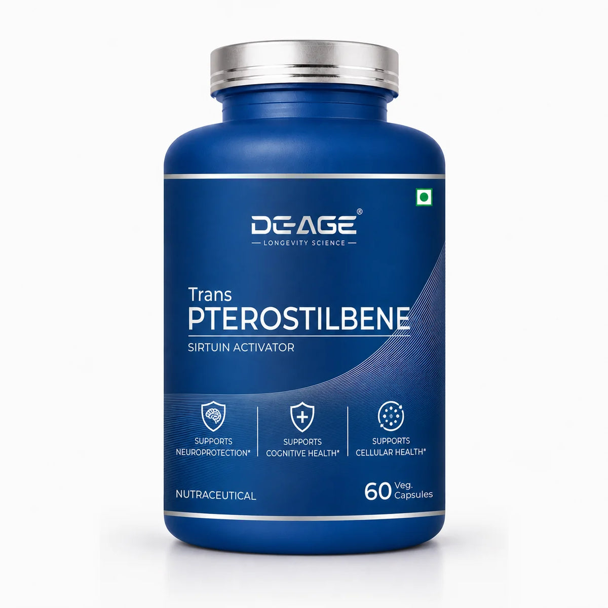 De-Age Trans-Pterostilbene 60 Capsules | Antioxidant & Healthy Aging Support