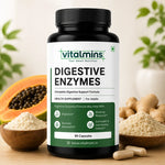 Vitalmins Digestive Enzymes Capsules for Optimal Digestive Health, Nutrient Absorption & Bloating Relief – 60 Capsules