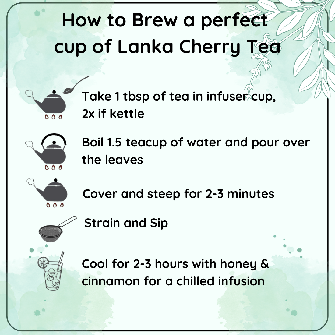 Radhika's Fine Teas Stress Buster Lanka Cherry Tea (50g) | Single-Origin Ceylon Black Tea with Cherry for Stress Relief, Immunity & Focus