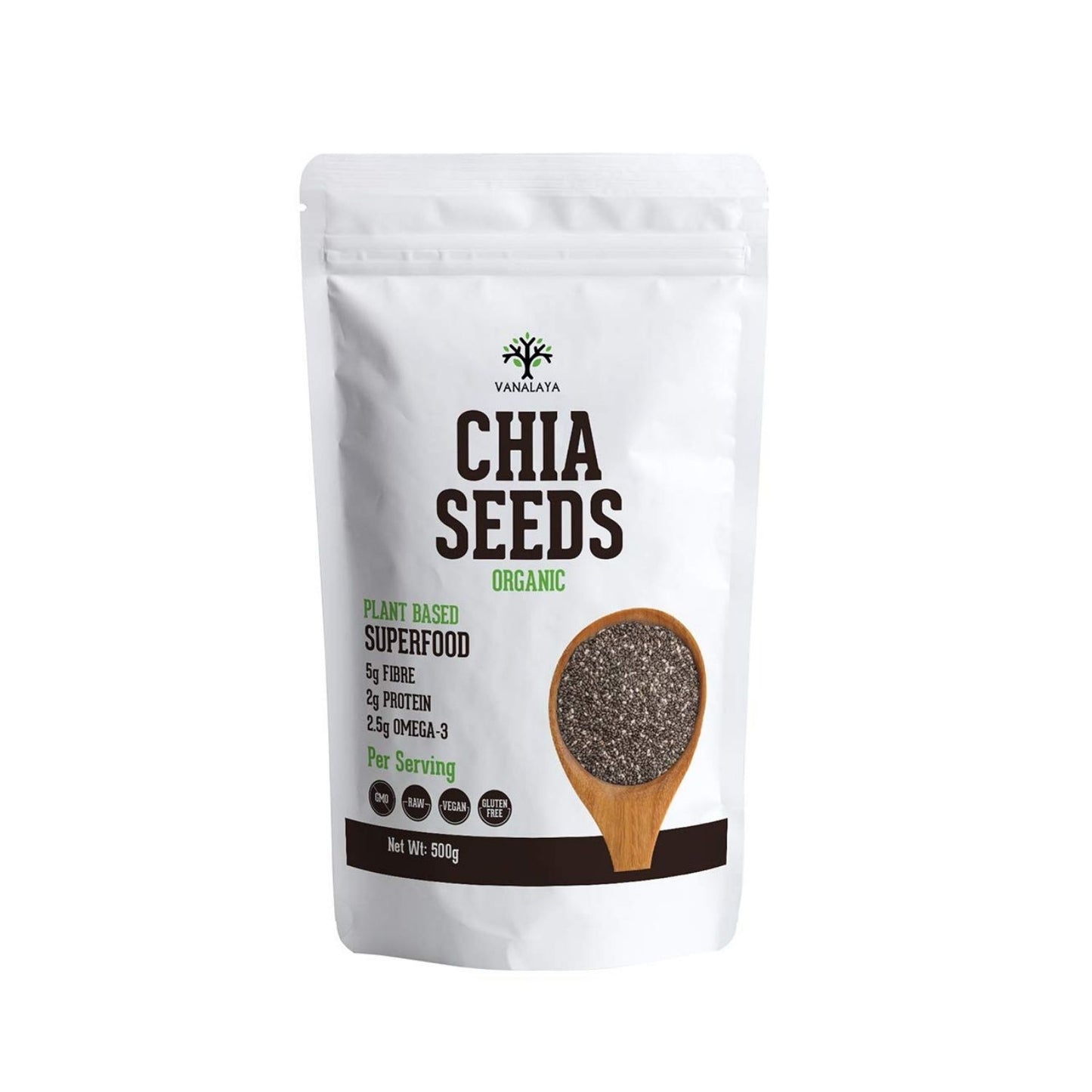 Vanalaya Raw Unroasted Chia Seeds for Eating with Omega 3 Protein and Fiber for Weight Loss Management 250gm