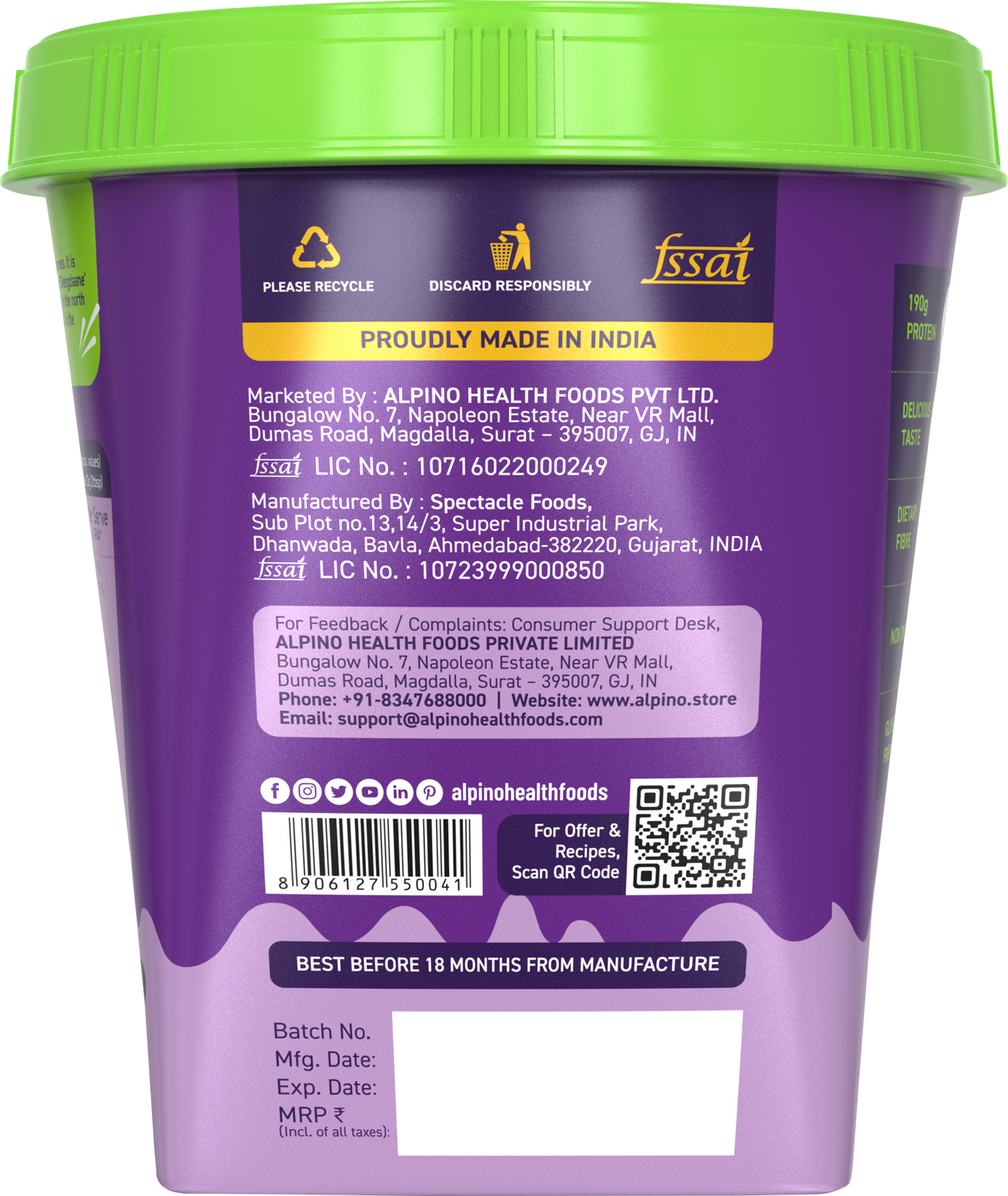 Alpino Chocolate Peanut Butter Smooth, 1 kg