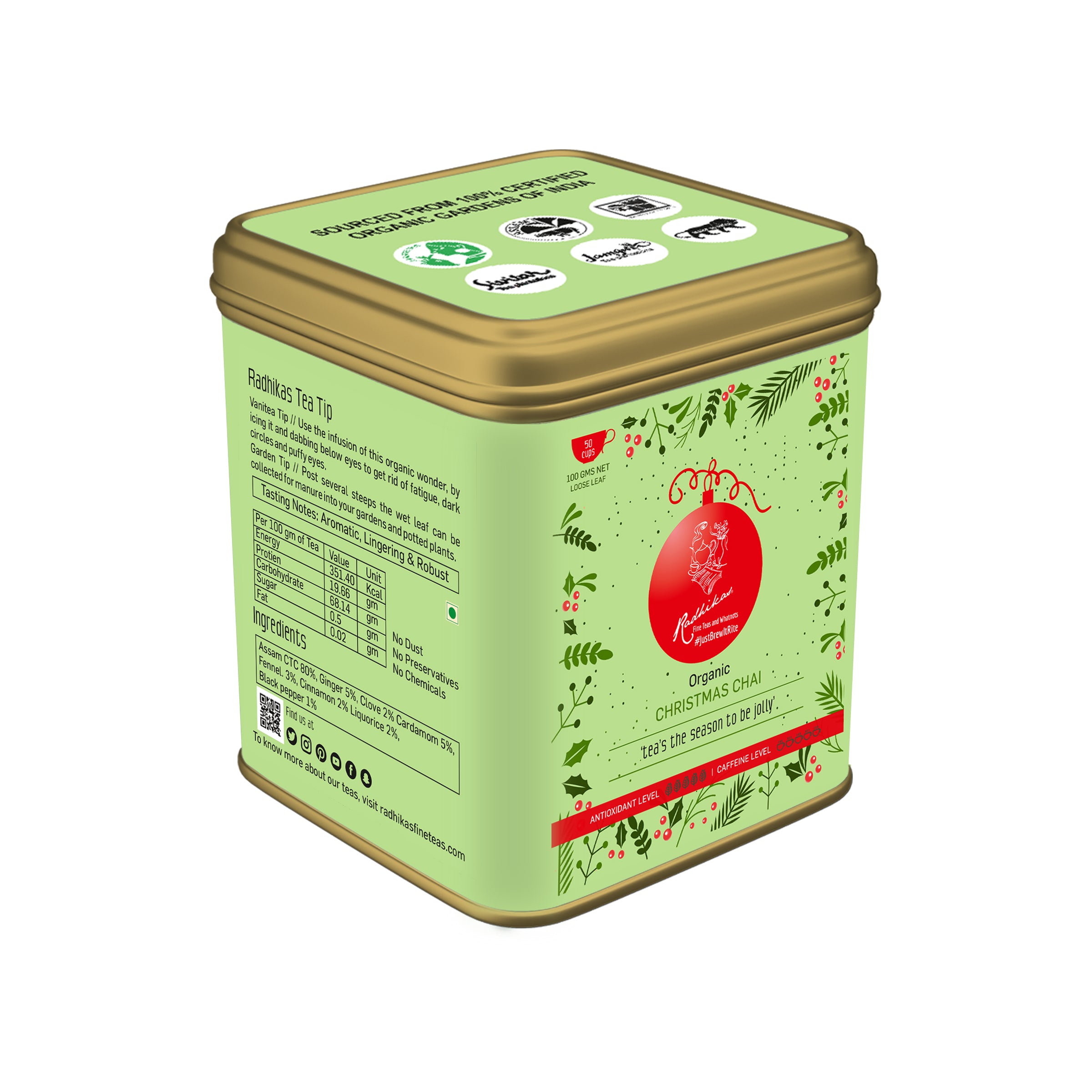 Radhikas Fine Teas Organic Christmas Chai - 100gm