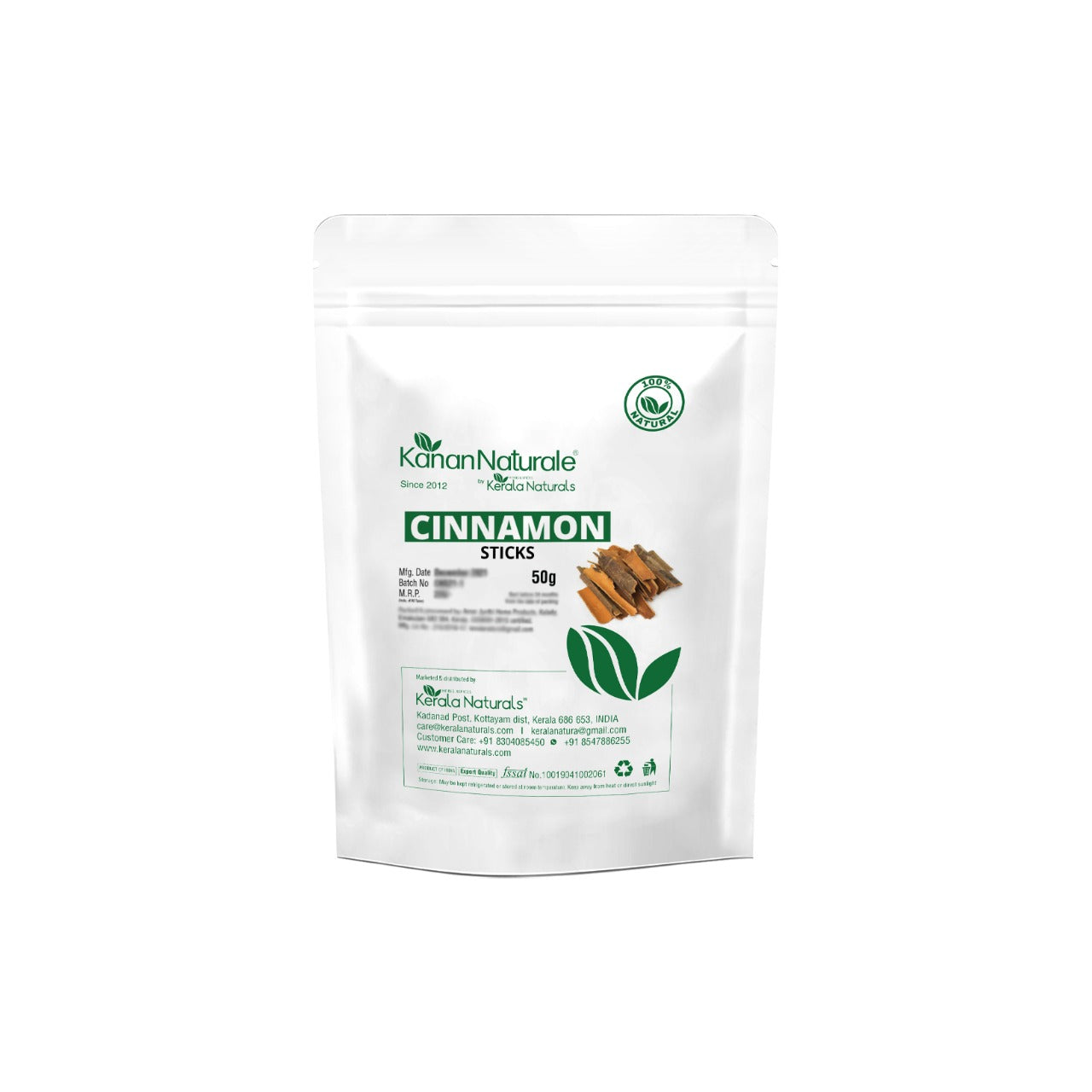 Kerala Naturals Cinnamon 50g - Organic Whole Cinnamon Sticks Dalchini
