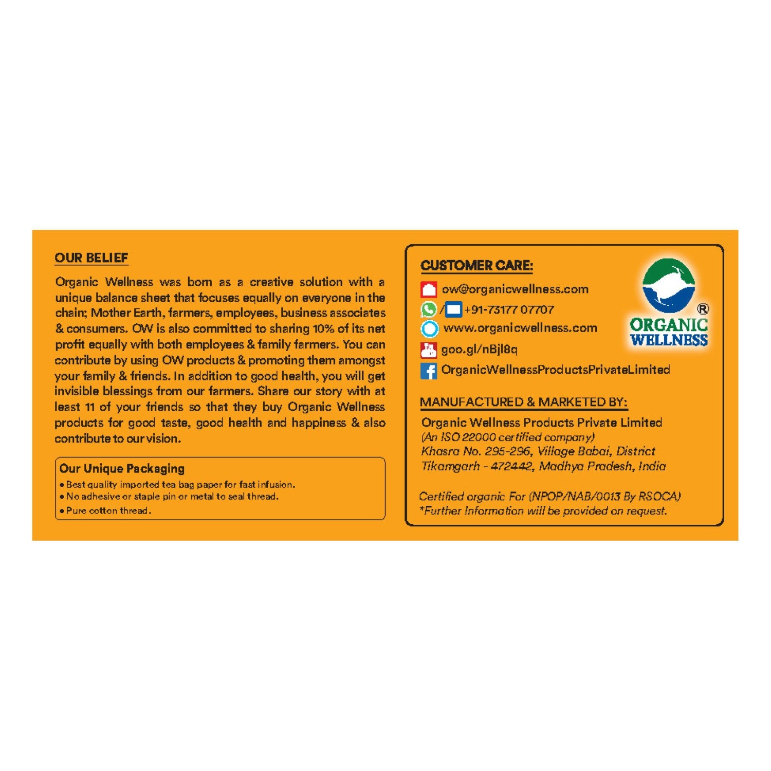 Organic Wellness Cinnamon Digest Teabags -  25 Teabags